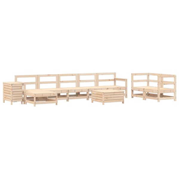 vidaXL Set Divani da Giardino 10 pz in Legno Massello di Pino