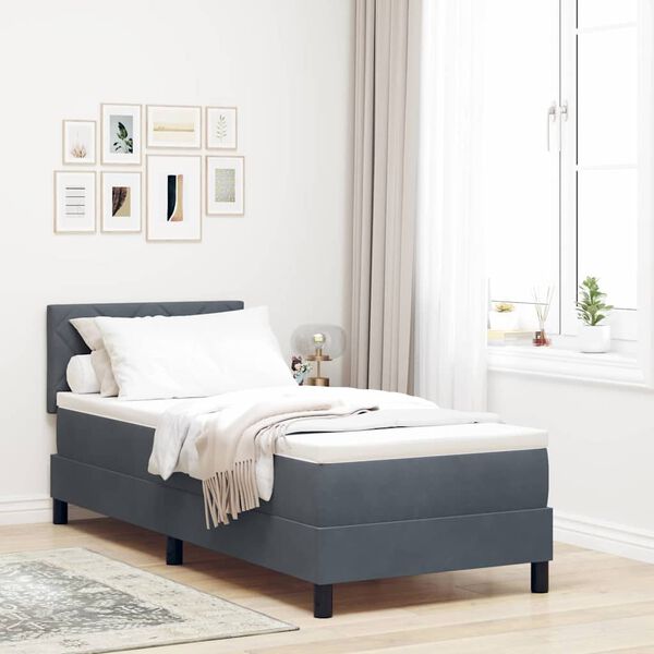 vidaXL Letto a molle con materasso Grigio scuro 80 x 200 cm Velluto