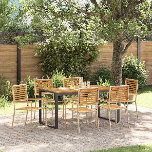 vidaXL Set da Pranzo per Giardino 7 pcs Beige e Marrone polyrattan