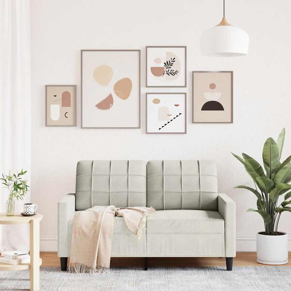 vidaXL Divano a 2 Posti crema 120 cm in Velluto