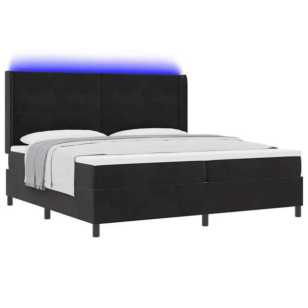vidaXL Letto a molle con materasso con led Nero 200 x 200 cm Velluto