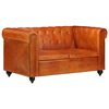 vidaXL Divano Chesterfield a 2 Posti Tanno in Vera Pelle