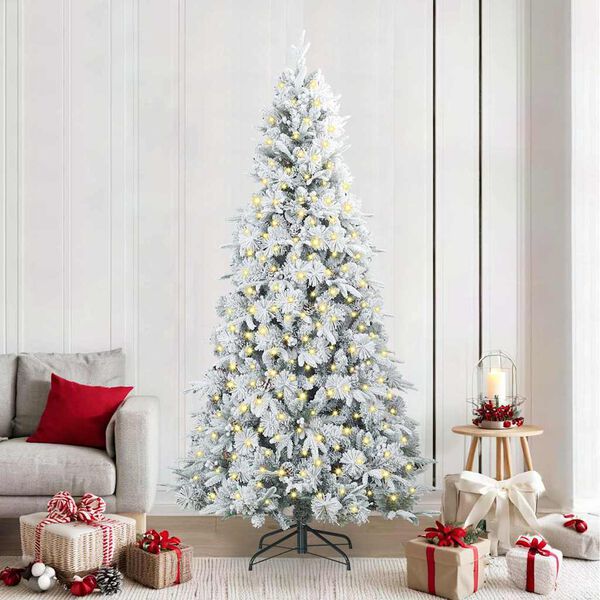 vidaXL Albero di Natale Artificiale con Rami Pieghevoli Bianco 240 cm