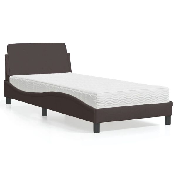 vidaXL Letto con Materasso Dover Marrone Scuro 90x200 cm in Tessuto