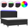 vidaXL Giroletto a Molle con Materasso e LED Nero 160x200cm Similpelle