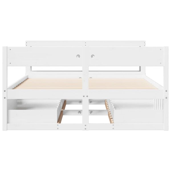 vidaXL Letto senza Materasso Bianco 160x200 cm Legno Massello di Pino