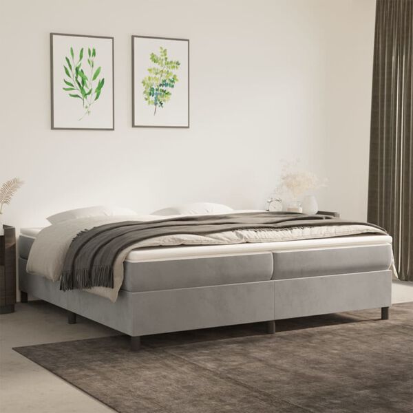 vidaXL Struttura Letto a Rete a Molle Grigio Chiaro 200x200 cm Velluto