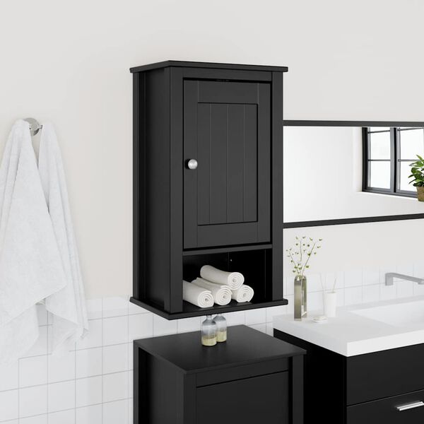 vidaXL Mobile da Bagno a Muro BERG Nero 40x27x71,5 cm Massello Pino