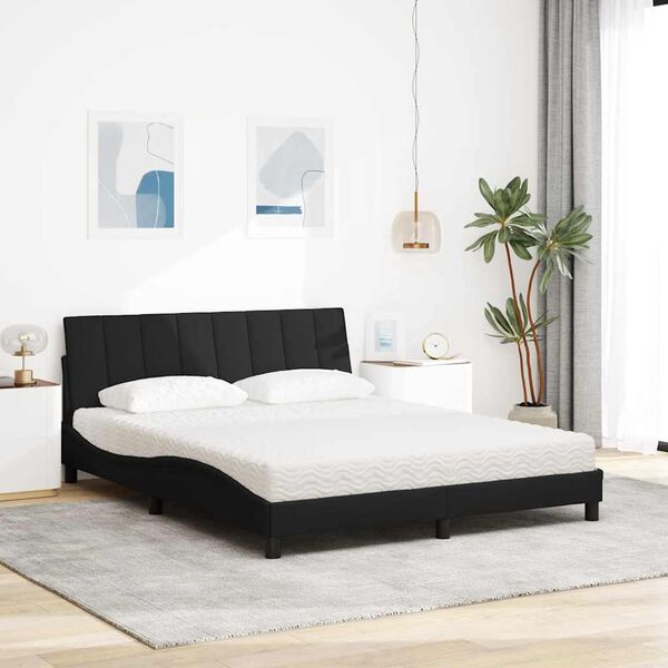 vidaXL Letto con Materasso Hanko Nero 160x200 cm in Tessuto