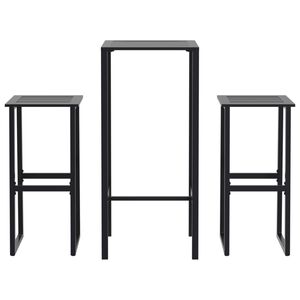 vidaXL Set Bar da Giardino 3pz Nero in Acciaio Verniciato a Polvere