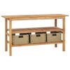 vidaXL Vanit&agrave; da Bagno e 3 Cestini Legno Massello di Teak 132x45x75 cm