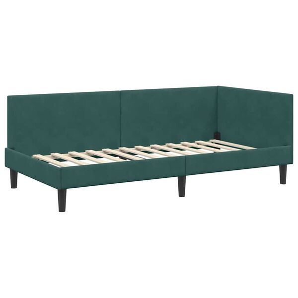 vidaXL Cornice del letto ad angolo Verde Scuro 90 cm x 190 cm Velluto