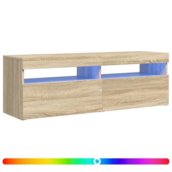 vidaXL Mobile Porta TV con Luci LED Rovere Sonoma 120x35x40 cm