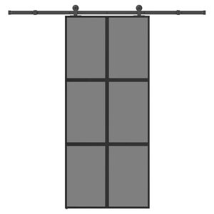 vidaXL Porta Scorrevole Ferramenta 90x205 cm Vetro Temperato Alluminio