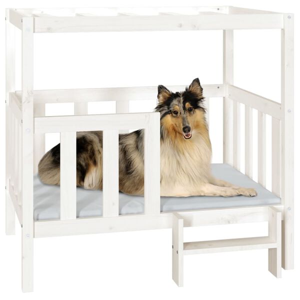vidaXL Cuccia per Cani Bianca 105,5x83,5x100 cm Legno Massello di Pino