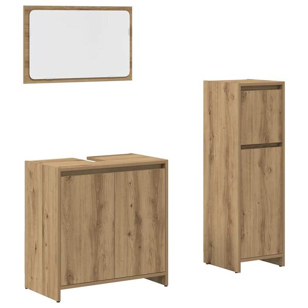 vidaXL Set Mobili da Bagno 3 pz Rovere Artigianale Legno Multistrato