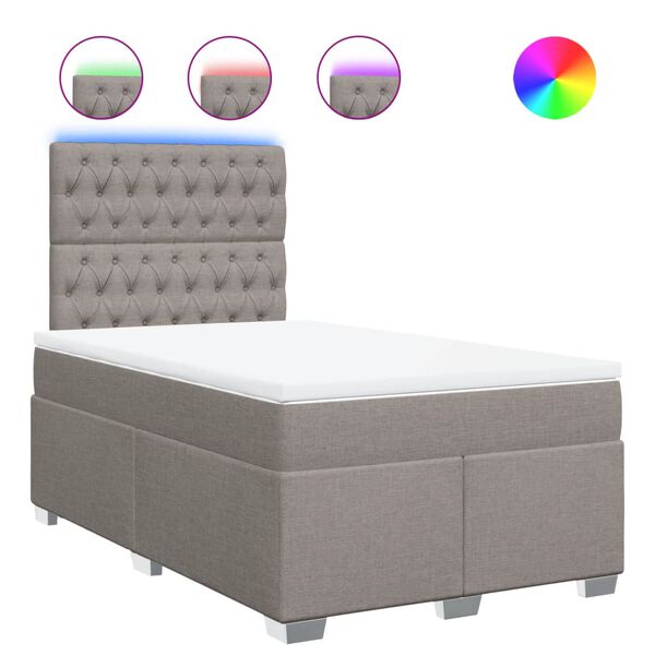 vidaXL Giroletto a Molle con Materasso Tortora 120x200 cm in Tessuto