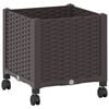 vidaXL Vaso da Giardino con Ruote Marrone 40 x 40 x 44 cm PP