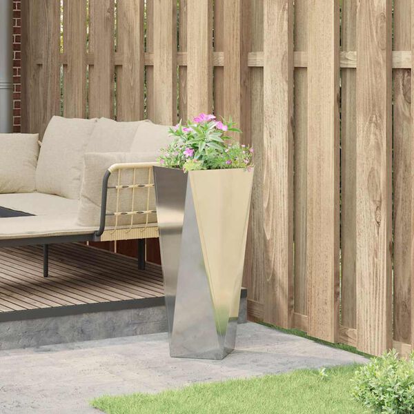 vidaXL Fioriera Argento 30 x 30 x 75 cm Acciaio zincato