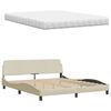 vidaXL Letto con Materasso Hanko Crema 160x200 cm in Tessuto