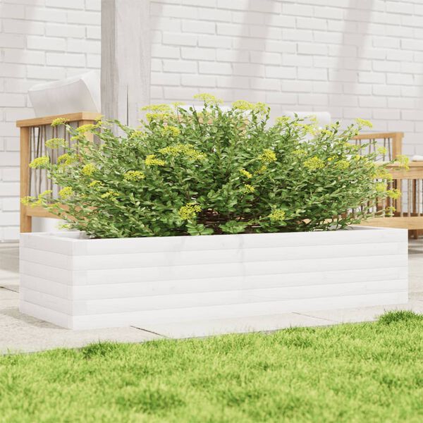 vidaXL Fioriera da Giardino Bianca 110x40x23 cm Legno Massello di Pino