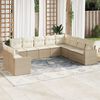 vidaXL Set Divano da Giardino 10 pz con Cuscini Beige in Polyrattan