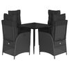 vidaXL Set da Pranzo da Giardino 5 pz Nero con Cuscini in Polyrattan