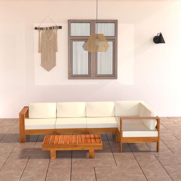 vidaXL Set da Giardino 6 pz con Cuscini 100x60 cm Legno di Acacia
