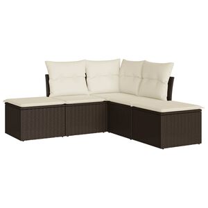 vidaXL Set Divano da Giardino 5 pz con Cuscini Marrone in Polyrattan