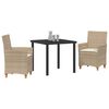 vidaXL Set da Pranzo per Giardino 3 pcs Beige polyrattan
