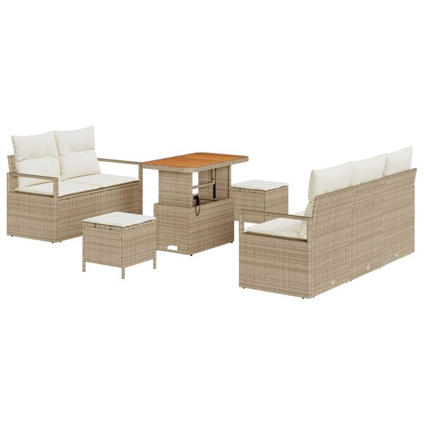 vidaXL Set Divano da Giardino con cuscino 8 pcs Beige polyrattan