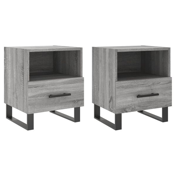 vidaXL Comodini 2 pz Grigio Sonoma 40x35x47,5 cm in Legno Multistrato
