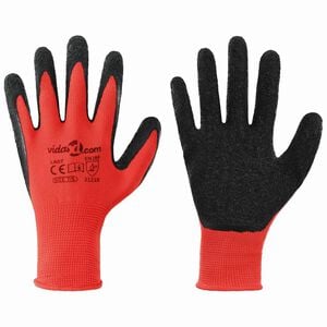 vidaXL Guanti da Lavoro 12 pz Rosso e Nero 7 / S Rivestimento in lattice