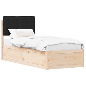 vidaXL Letto con Testiera Rivestita Nero 75 x 190 cm Pino massello