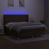 vidaXL Letto a Molle Materasso e LED Marrone Scuro 160x200 cm Tessuto