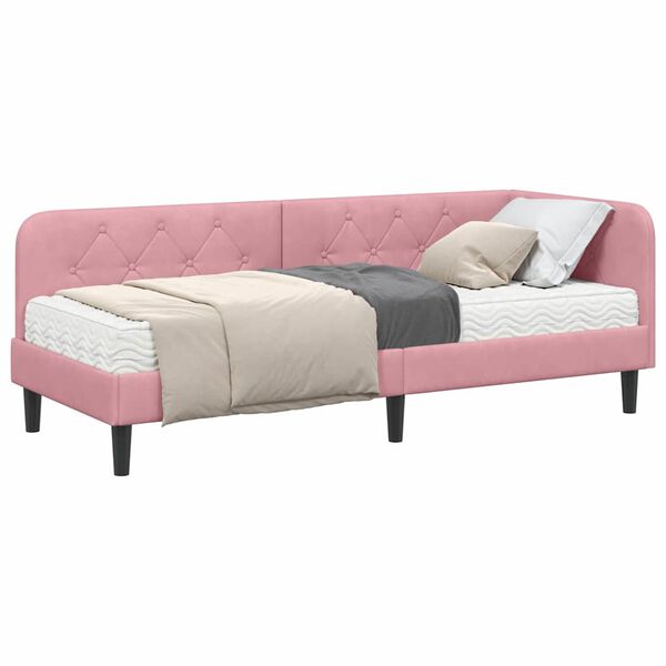 vidaXL Cornice del letto ad angolo Rosa 80 x 200 cm Velluto