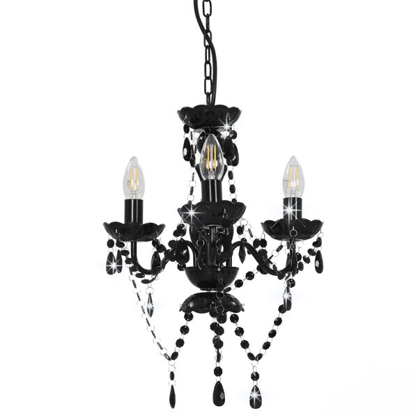 vidaXL Lampadario con Perline Nero Tondo 3 E14