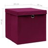 vidaXL Contenitori con Coperchi 10 pz 28x28x28 cm Rosso Scuro