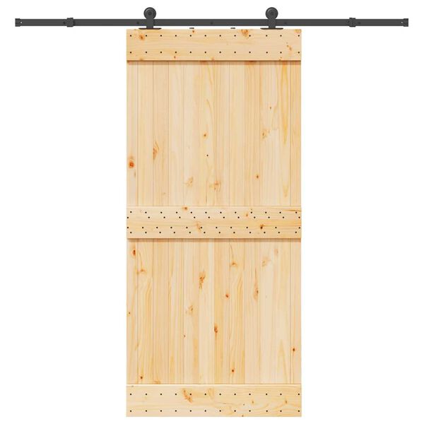 vidaXL Porta Scorrevole con Set Hardware 95x210 cm Legno Massello Pino