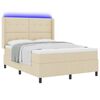 vidaXL Letto a Sorgente LED con materasso Crema 160 x 200 cm Tessuto