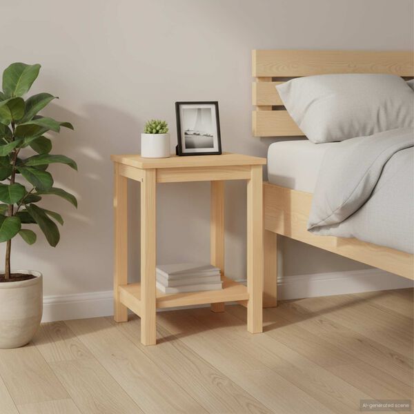 vidaXL Comodino Naturale 35x30x47 cm in Legno Massello di Pino