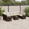 vidaXL Set Divani da Giardino 10pz con Cuscini in Polyrattan Marrone