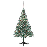 vidaXL Albero di Natale Satinato Preiluminato Palline e Pigne 150 cm