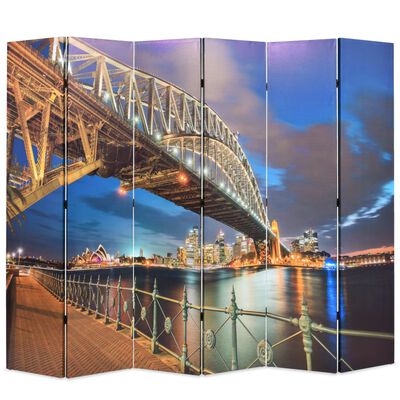 vidaXL Paravento Pieghevole 228x170 cm Stampa Harbour Bridge di Sydney