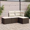 vidaXL Set Divano da Giardino 4 pz con Cuscini Marrone in Polyrattan