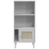 vidaXL Credenza SENJA Aspetto Rattan Bianco 60x35x130 cm Massello Pino