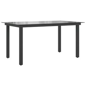 vidaXL Tavolo da Giardino Nero 150x90x74 cm in Alluminio e Vetro