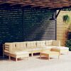 vidaXL Set Salotto da Giardino 8 pz con Cuscini Crema in Legno di Pino