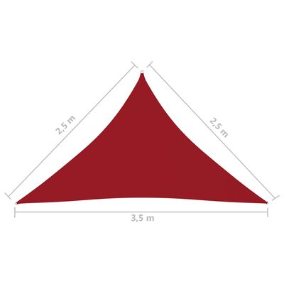 vidaXL Parasole a Vela Oxford Triangolare 2,5x2,5x3,5 m Rosso
