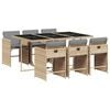 vidaXL Set Pranzo da Giardino 7 pz con Cuscini Beige Misto Polyrattan